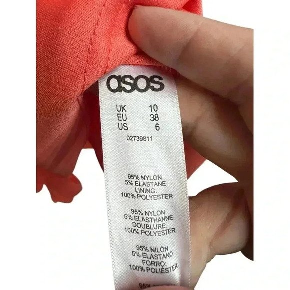 Asos Maternity Mesh Keyhole Dress Peach/Orange Size 6 - Picture 7 of 14